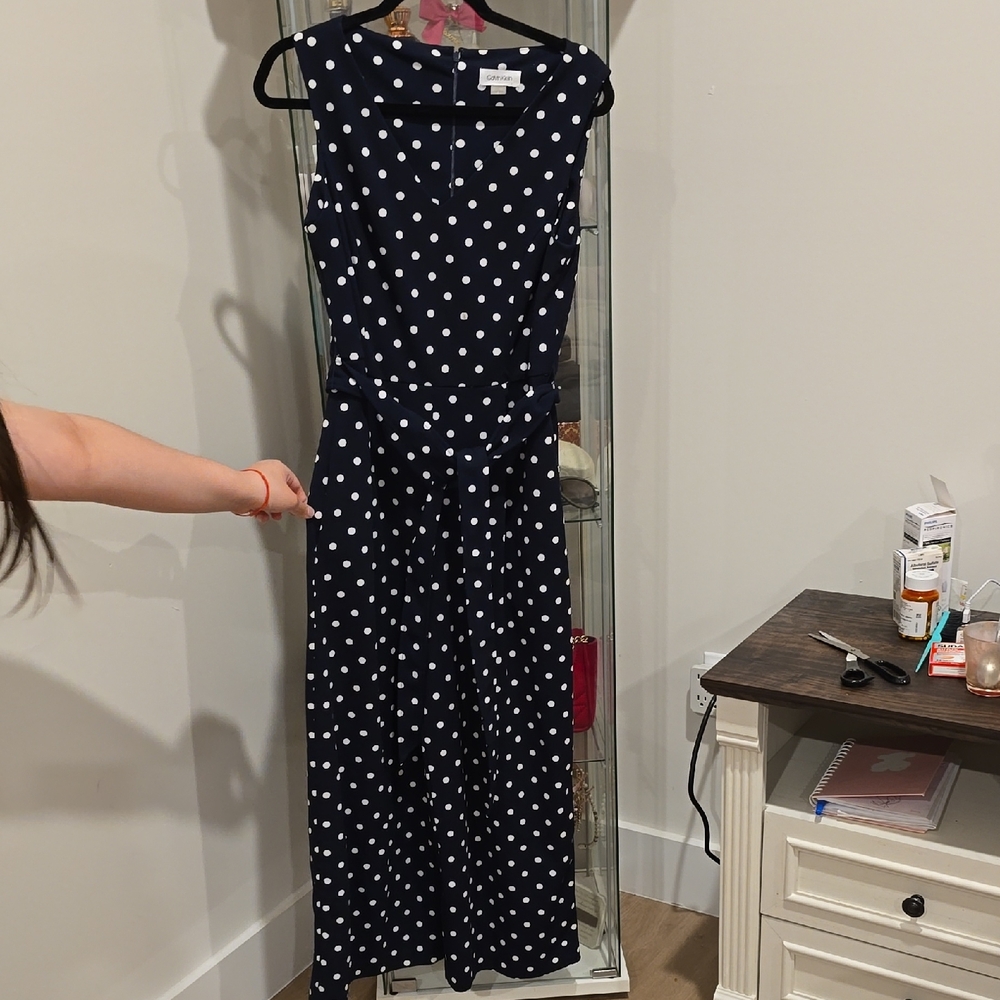 Calvin Klein Dark Blue and White Polka Dot Garment